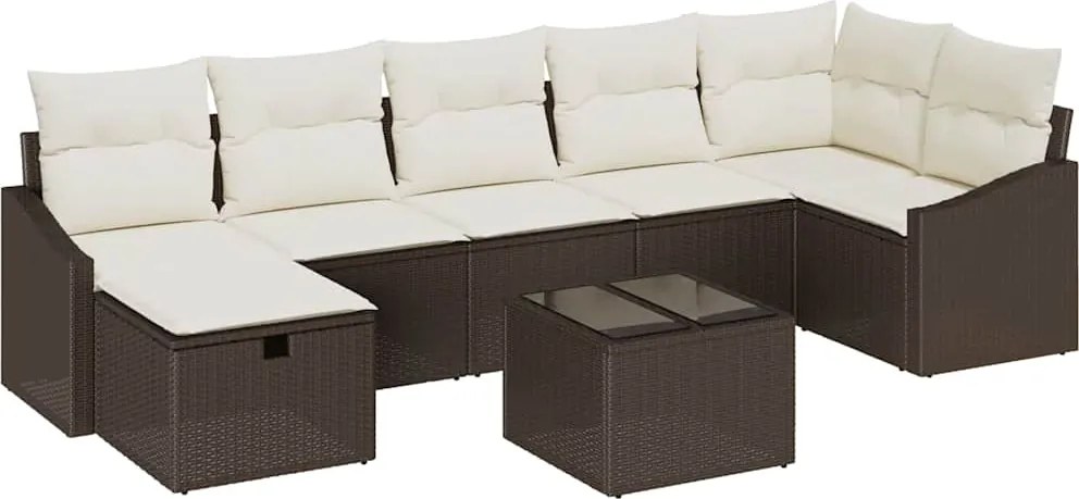 vidaXL Set de canapea cu pernă cu depozitare Maro poliratan