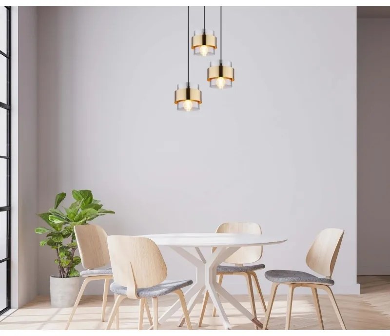 Lustra cu 3 pendule design modern MILLEY negru, auriu