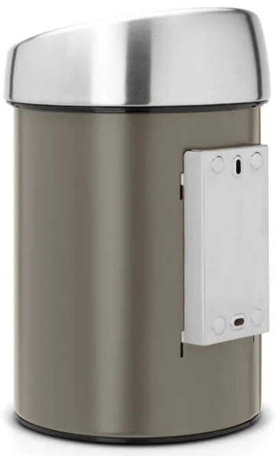 Brabantia Touch Bin 647215, 3 L, Deschidere lină și silențioasă, Montat pe perete, Gri