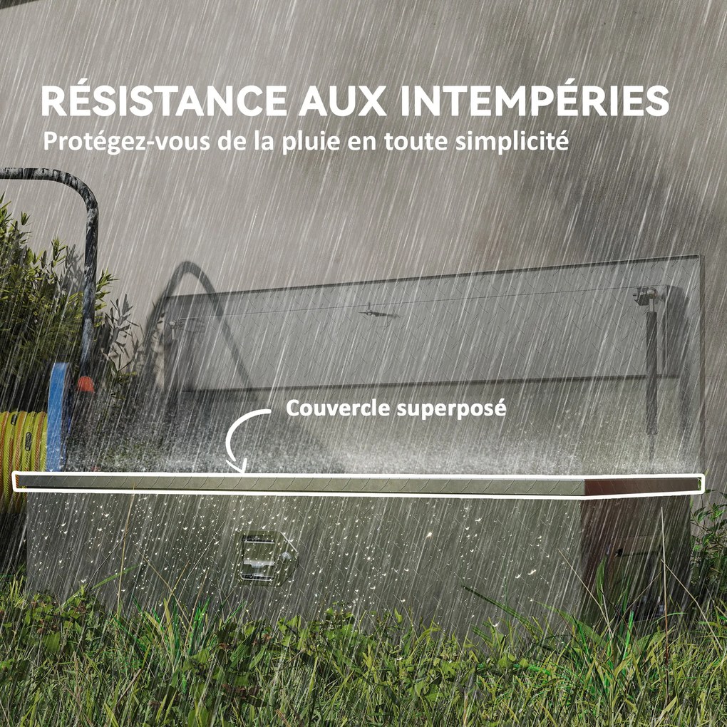 HOMCOM Cufăr pentru unelte pentru remorcă cutie de depozitare din aluminiu mânere late și antiderapante 99 x 33 x 25,5 cm argintiu | Aosom Romania