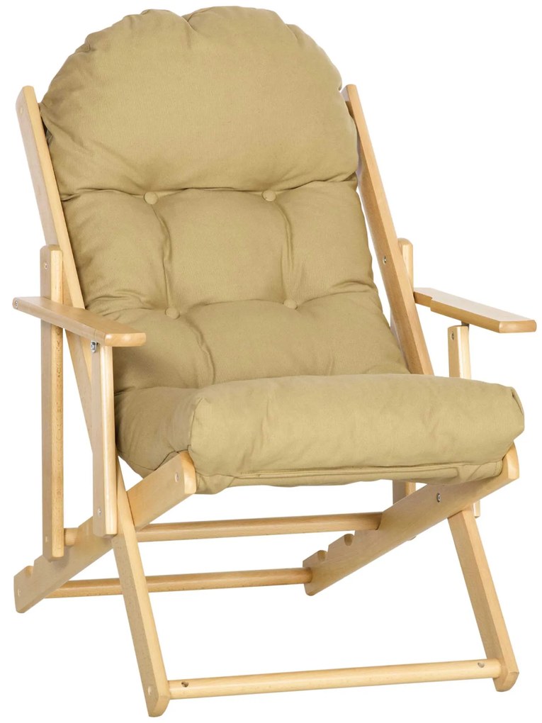 HOMCOM Scaun Pliabil pentru Living cu Brațe și Pernă Căptușită, 71x89x96 cm, Maro Deschis | Aosom Romania