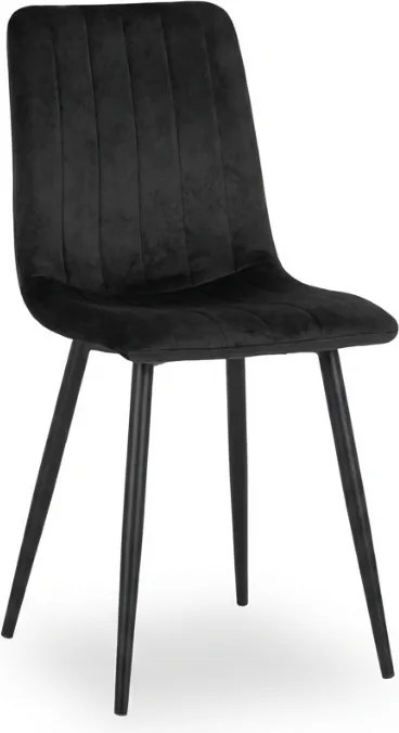Scaun din catifea neagra LAVA ONYX cu picioare negre