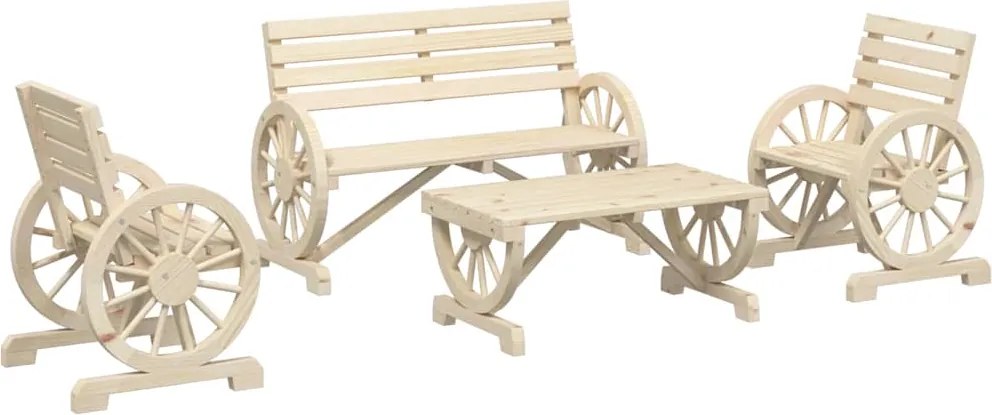 vidaXL Set mobilier de grădină, 4 piese, lemn masiv de brad