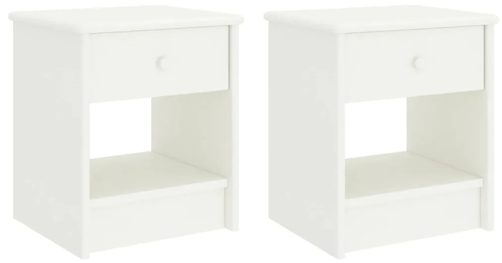 322228 vidaXL Noptiere, 2 buc., alb, 35 x 30 x 40 cm, lemn masiv de pin