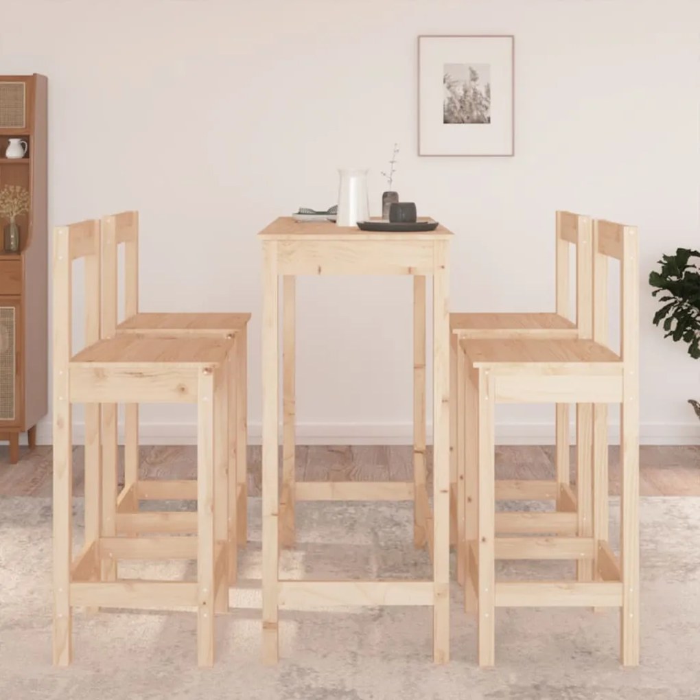 Set mobilier de bar, 5 piese, lemn masiv de pin