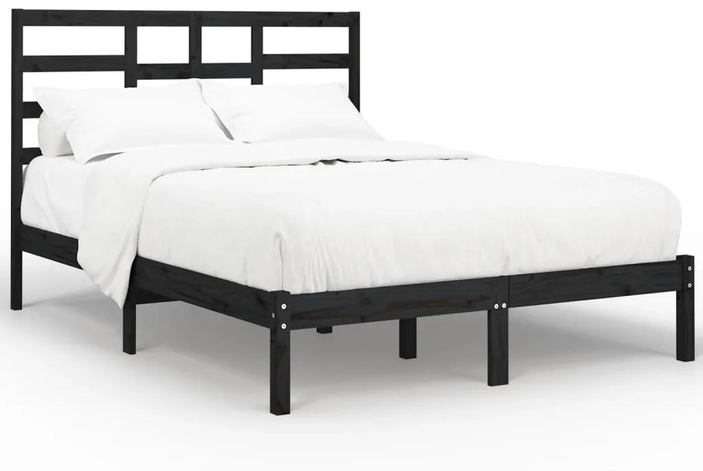 3105799 vidaXL Cadru de pat, negru, 140x200 cm, lemn masiv