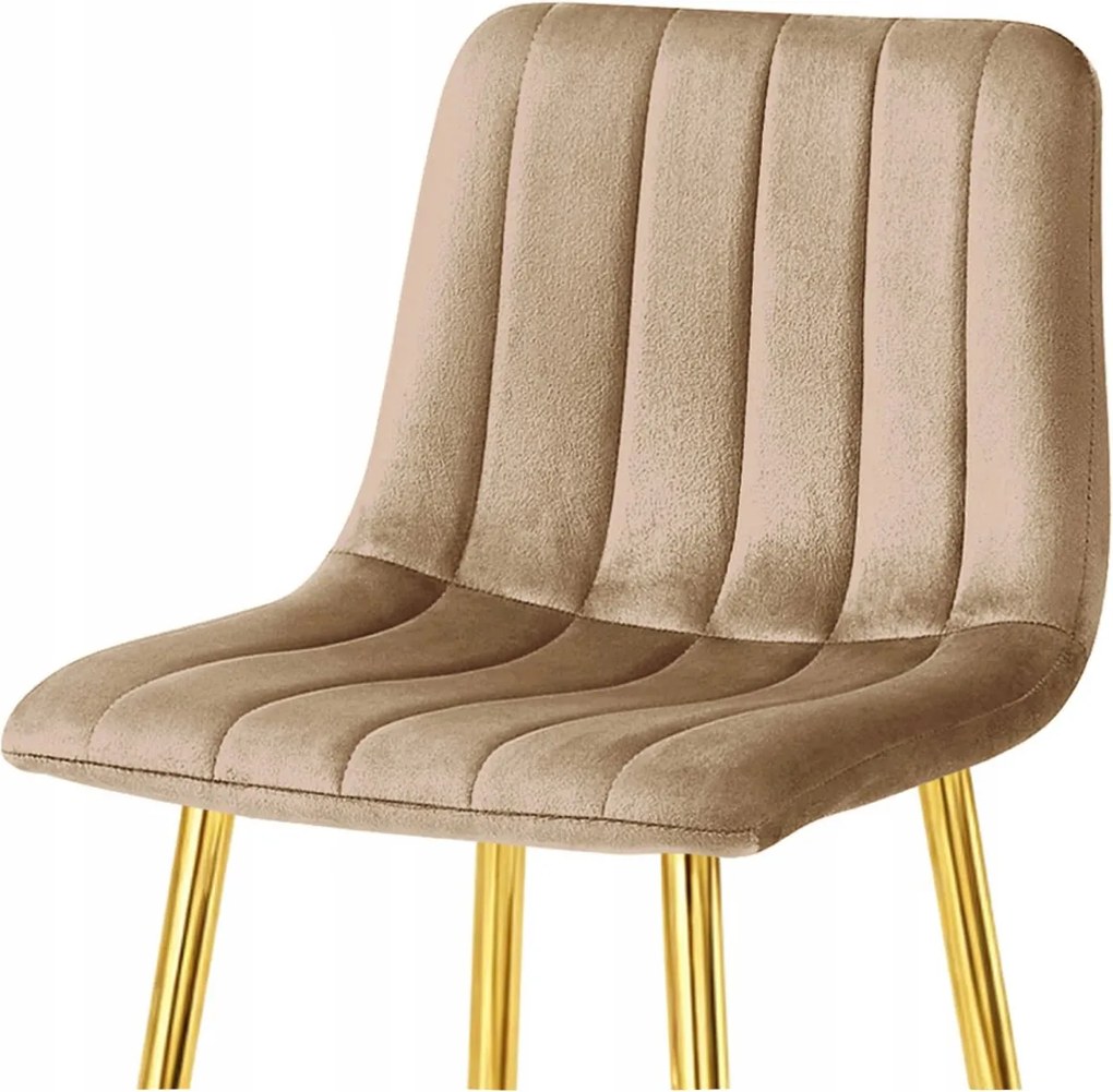 Scaun de bar POZZA VELVET cu picioare aurii, maro