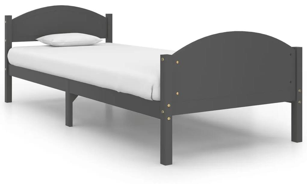 322046 vidaXL Cadru de pat, gri închis, 90x200 cm, lemn masiv pin