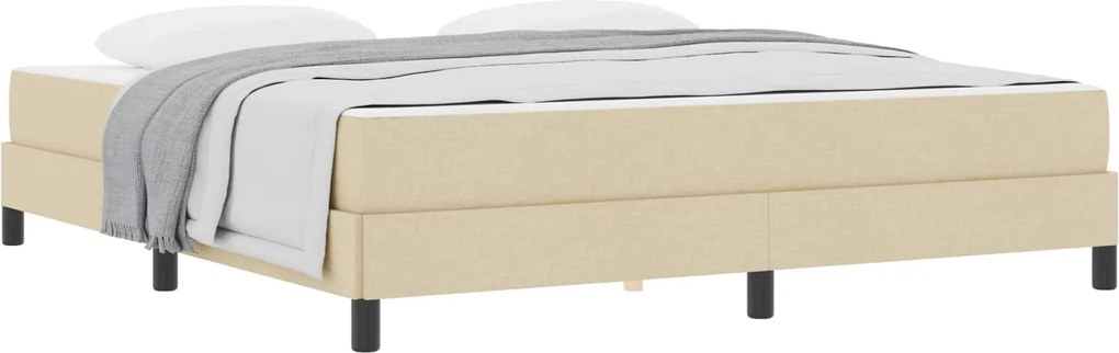 vidaXL Pat cu arcuri cu saltea Crem 180 x 200 cm țesătură