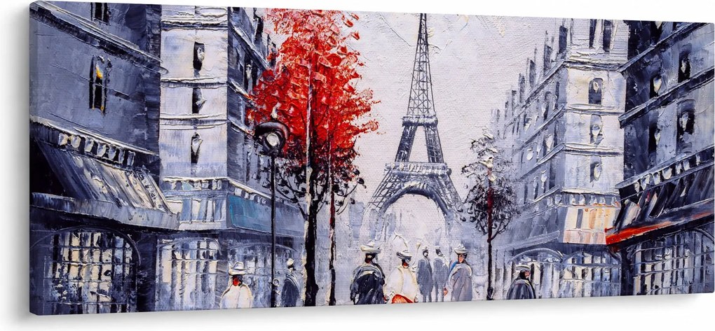 Tablou - Străzi din Paris, pictură în ulei (120x50 cm)