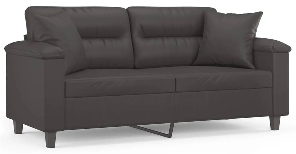 3153302 vidaXL Canapea cu 2 locuri, perne&pernuțe gri 140 cm piele ecologică