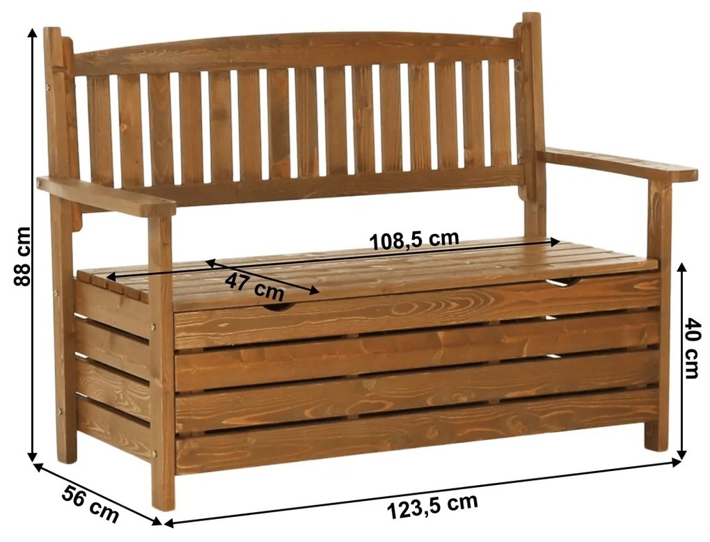 Bancă de grădină, maro, 123,5 cm, DILKA