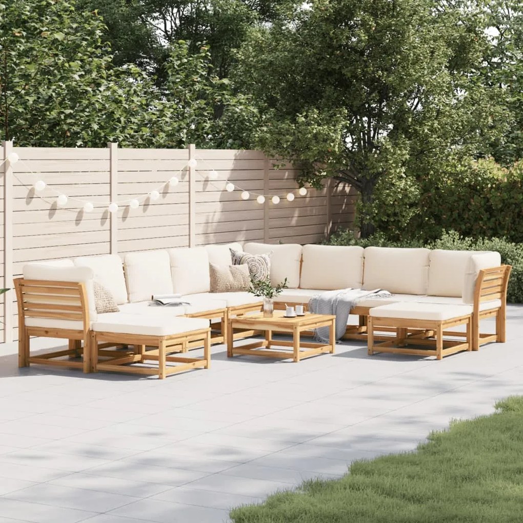 vidaXL Set mobilier grădină cu perne, 11 piese, lemn masiv acacia
