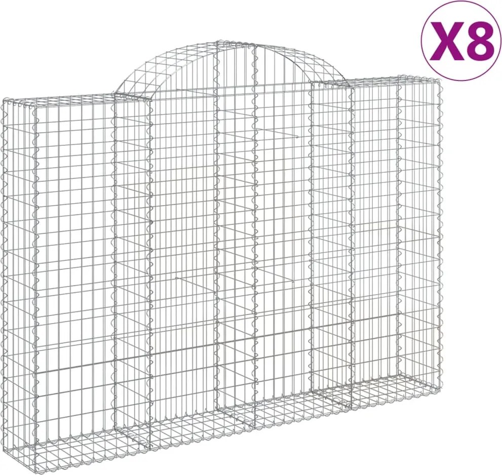 vidaXL Coșuri gabion arcuite 8 buc, 200x30x140/160cm, fier galvanizat