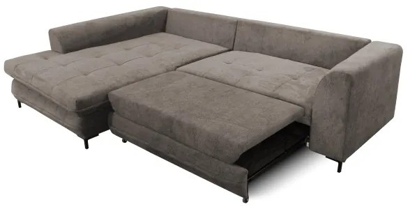 Colțar extensibil LAGOA, în L, cu spațiu de depozitare, pe partea stângă, taupe/gri