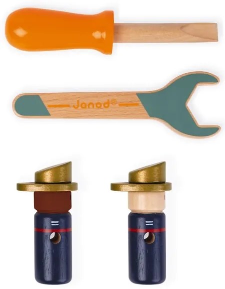 Janod - Set de construcție din lemn BRICOKIDS, mașină de pompieri