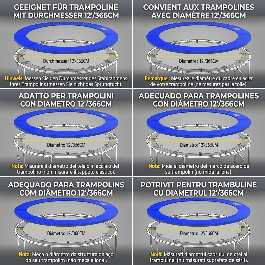 HOMCOM Protecție Margine pentru Trambulină, Ø366x1.5 cm, Albastru | Aosom Romania