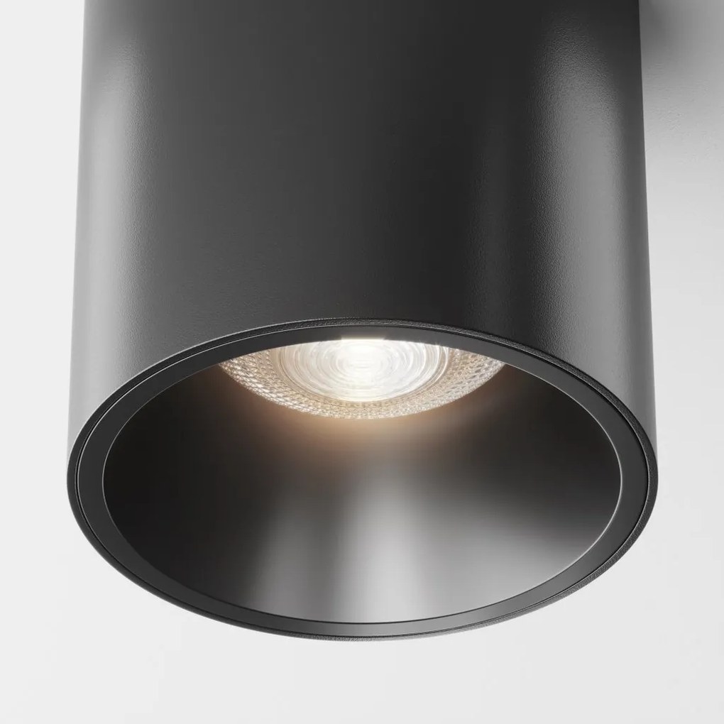 Spot LED aplicat, plafoniera dimabil design tehnic Alfa negru 7cm, 4000K
