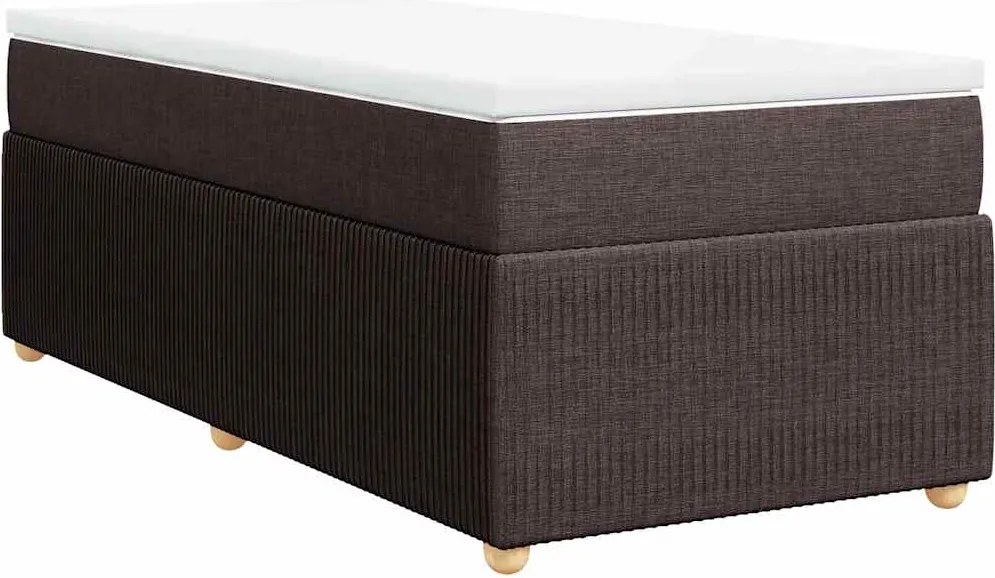 vidaXL Pat box spring cu saltea, maro închis, 90x190 cm, textil