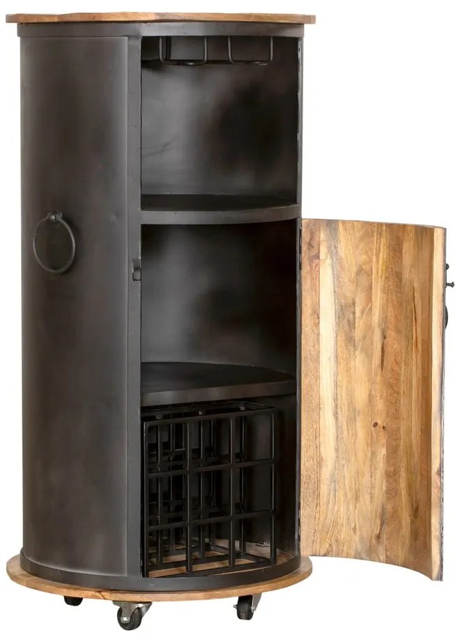 Dulap vinotecă negru din metal număr sticle 9, 60x115 cm Luni – Interia Home &amp; Living