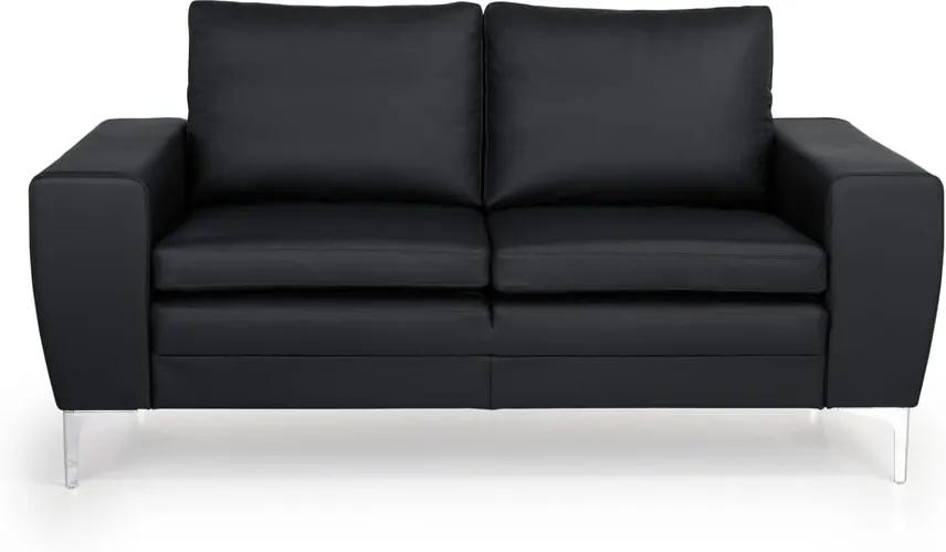 Canapea cu husă din piele Scandic Twigo, negru, 166 cm