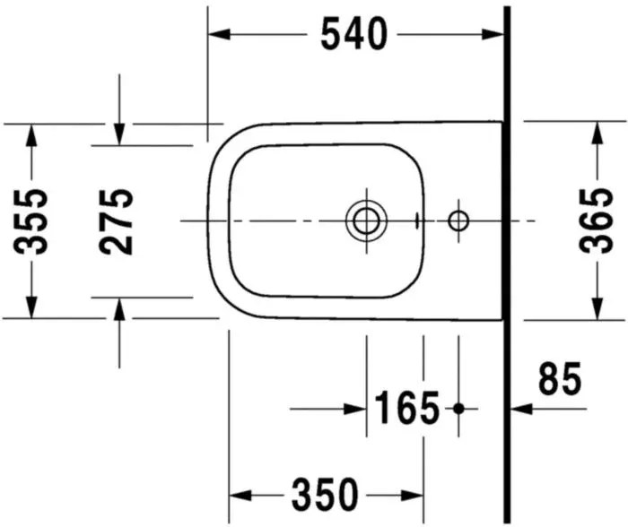 Duravit Happy D.2 Bideu suspendat 36x54 cm