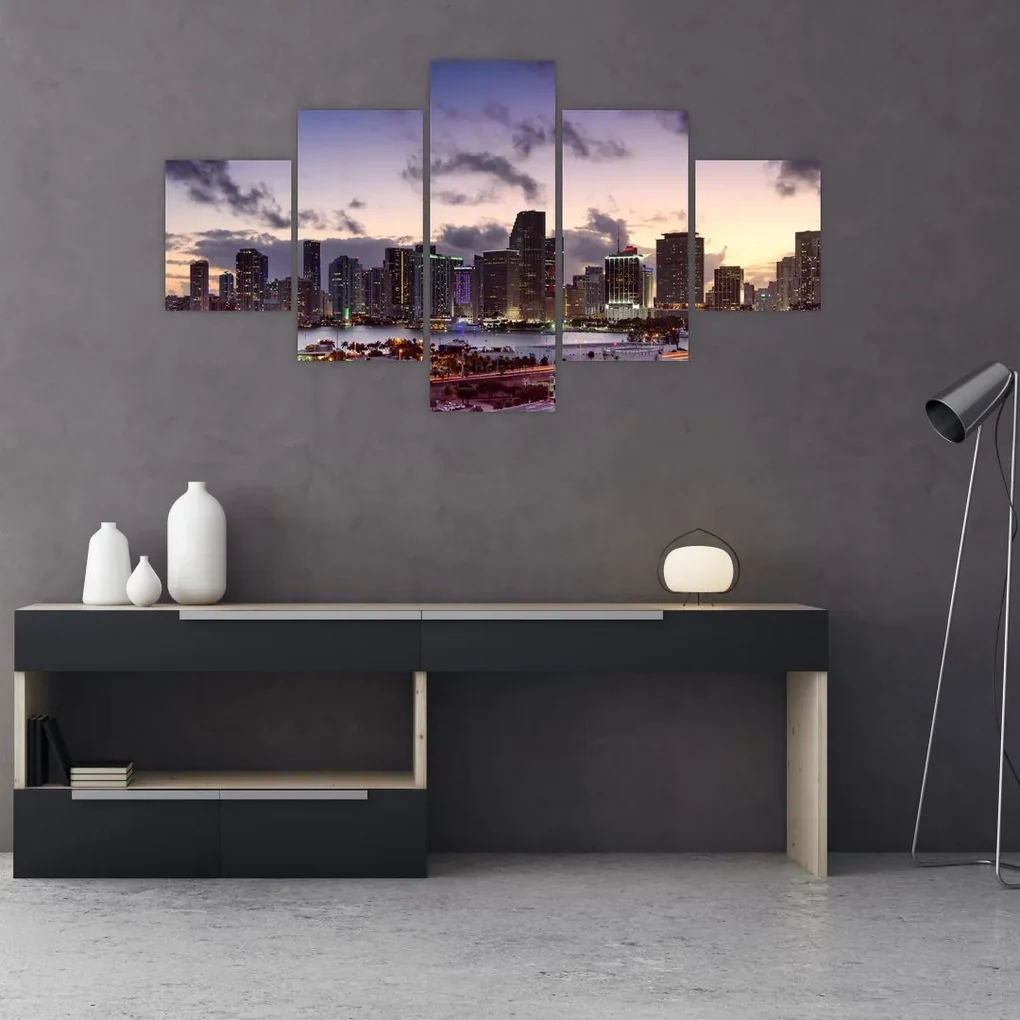 Tablou cu - metropolă cu zgârăie nori (125x70 cm), în 40 de alte dimensiuni noi