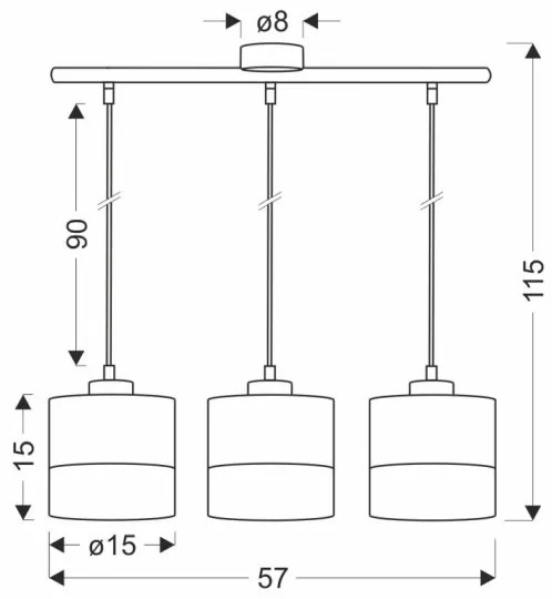 Lustră pe cablu PORTO 3xE27/60W/230V negru/maro