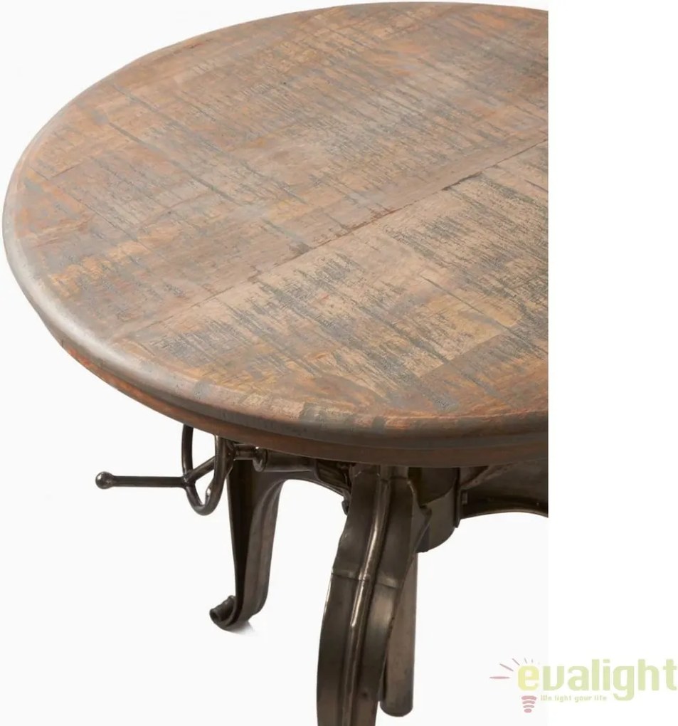 Masa design industrial cu inaltime reglabila, diametru 77cm, Grand Central 262820RM