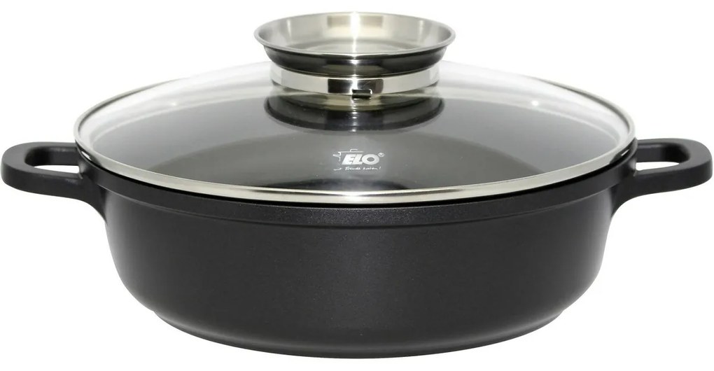 Elo 19624 Tigaie cu capac din sticlă și mâneraromat Alucast 24 cm, 24 cm