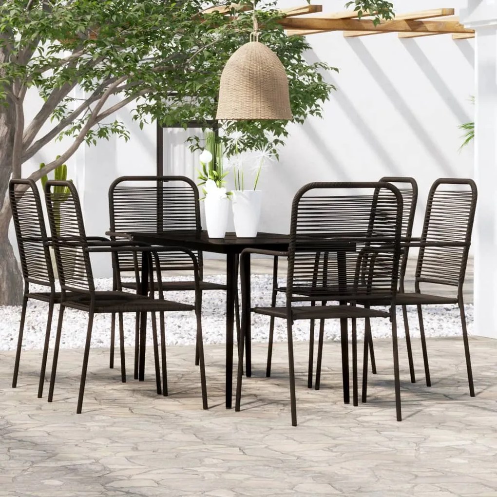 3099146 vidaXL Set de servit masa pentru grădină, 7 piese, negru