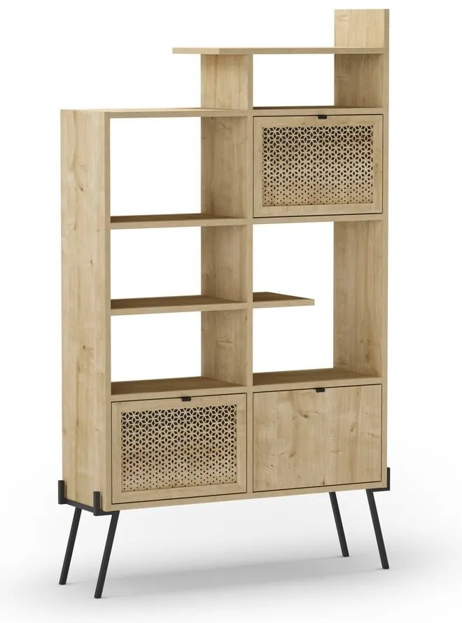 Bibliotecă în culoare naturală cu aspect de lemn de stejar 95x170 cm Ecrin – Marckeric