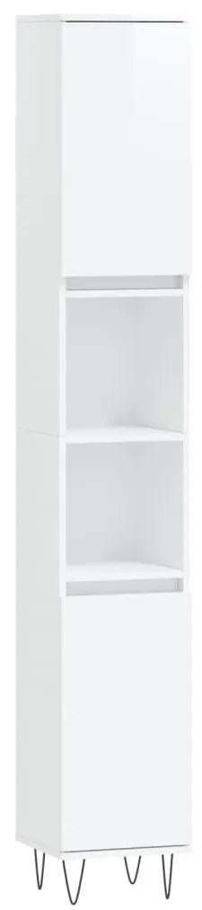 831534 vidaXL Dulap de baie, alb extralucios, 30x30x190 cm, lemn prelucrat