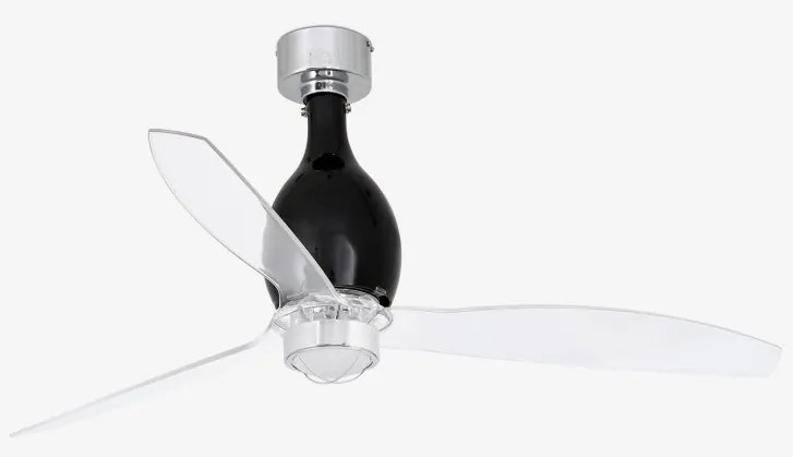 Lustra cu Ventilator si telecomanda MINI ETERFAN M negru mat/transparent