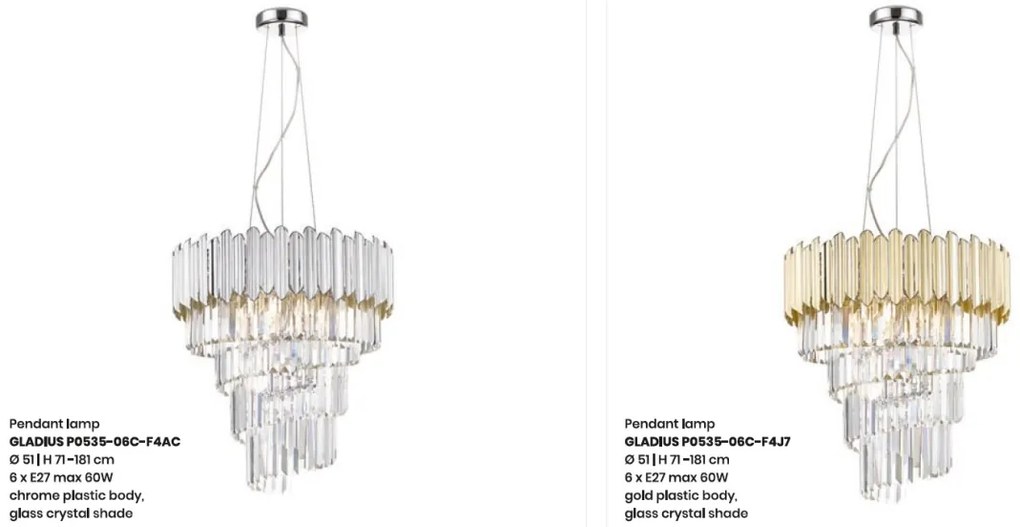 Lustra suspendata moderna design deosebit GLADIUS crom