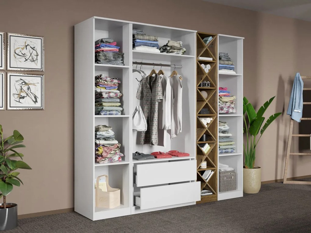 Set mobila dormitor 4 piese Alb/Stejar Eclipse C08