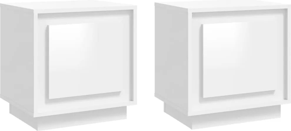 vidaXL Noptiere 2 buc, alb extralucios, 44x35x45 cm, lemn prelucrat