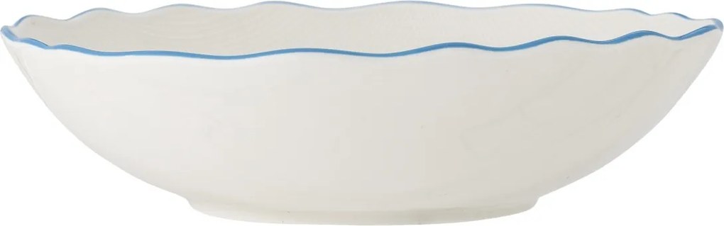 Bol din ceramică cu motive florale și margine ondulată albastră pictată manual, 28×6,5 cm, „Dorothy"