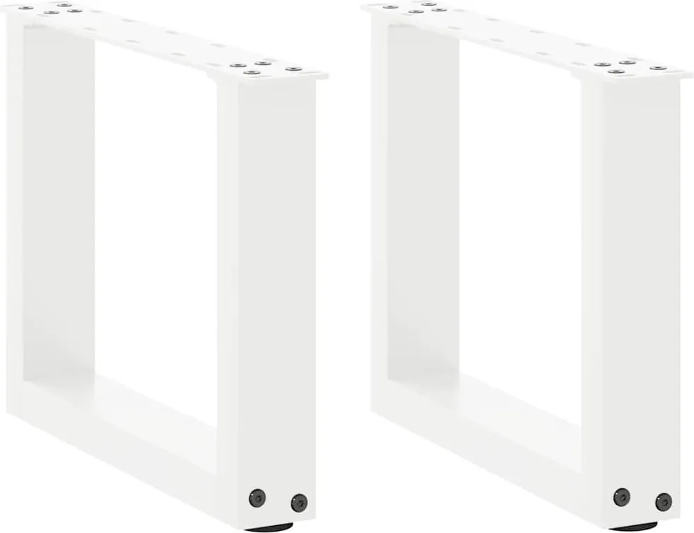 vidaXL Picioare pentru măsuță de cafea în formă de U, 2 buc., alb, 40x(30-31) cm, oțel