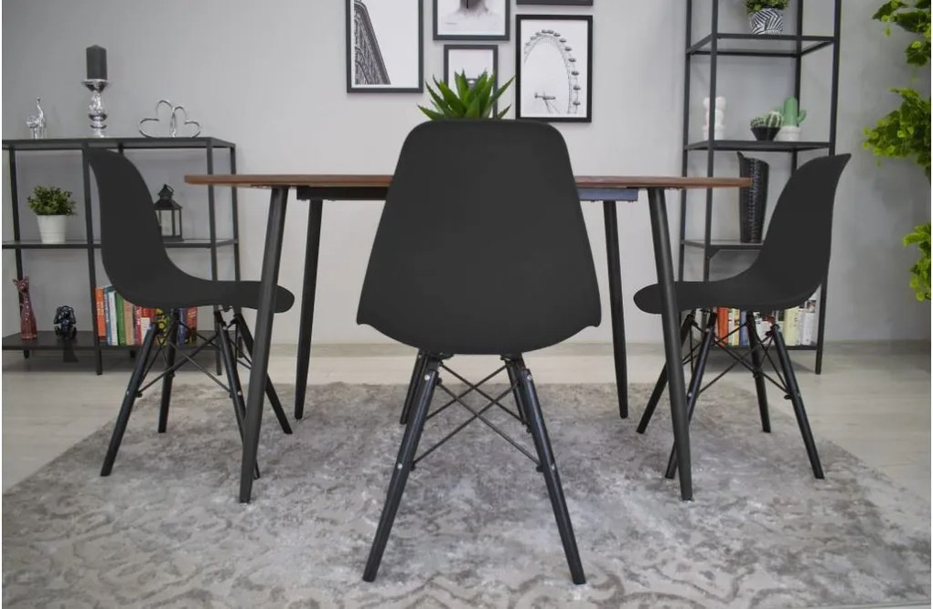 Scaune de sufragerie 4buc negre, stil scandinav Dark Classic