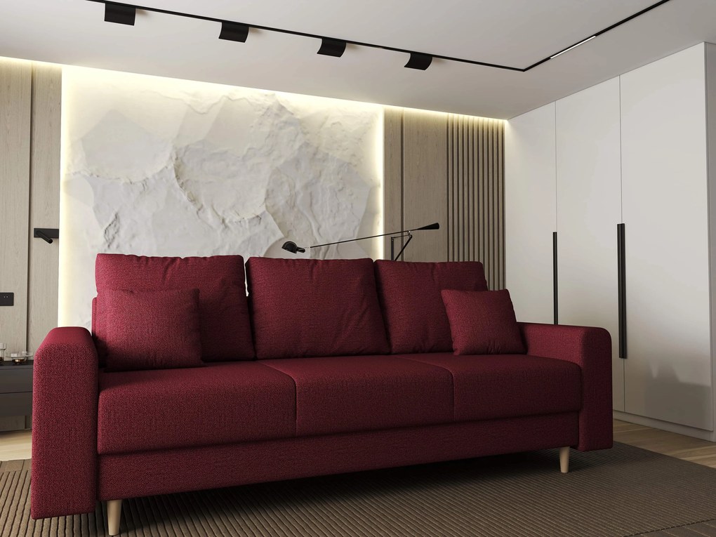 Canapea extensibilă dumonde cu ladă de depozitare si sezut confortabil din spuma high-density, Kronos Enjoy Rosu 210x100 cm