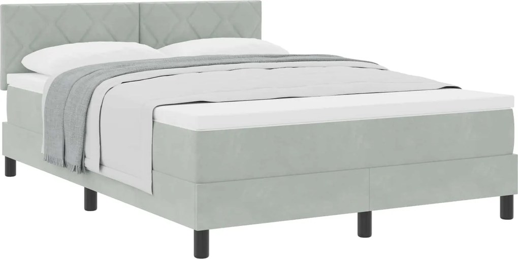 vidaXL Pat cu arcuri cu saltea Gri deschis 140 x 190 cm Catifea