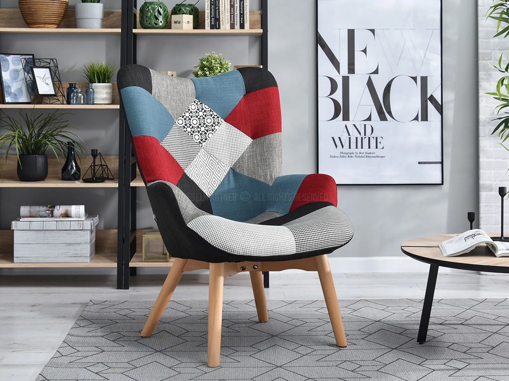 Fotoliu Nutri (patchwork + negru). 1110344