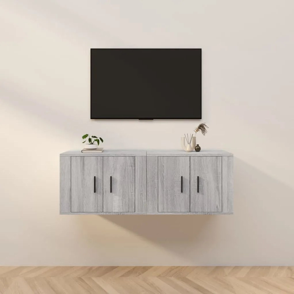 vidaXL Dulapuri TV montate pe perete, 2 buc., gri sonoma 57x34,5x40 cm