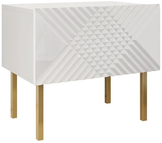 Noptieră EXITO 46x50 cm alb/auriu