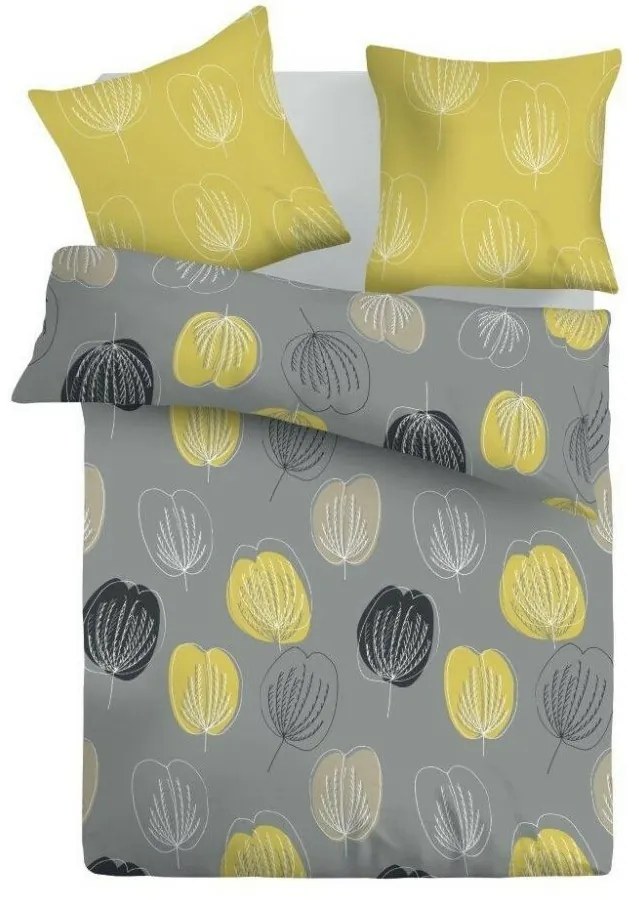 Lenjerie bumbac Kvalitex Grace, gri, 140 x 200 cm, 70 x 90 cm