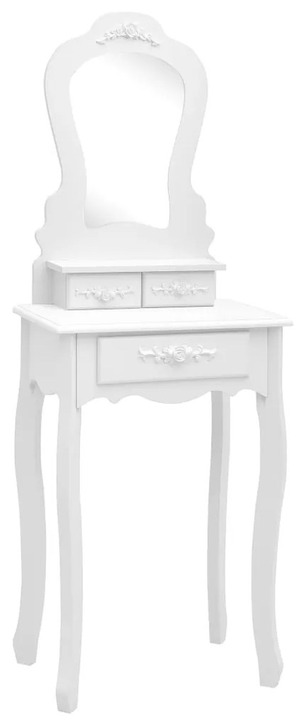 289310 vidaXL Set masă de toaletă cu taburet alb 50x59x136 cm lemn paulownia