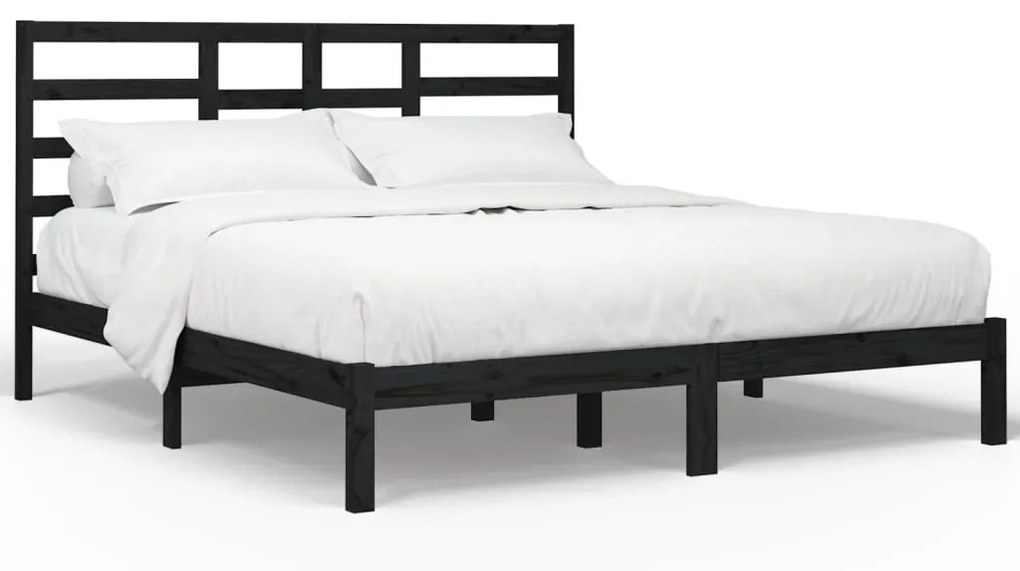 3105814 vidaXL Cadru de pat Super King, negru, 180x200 cm, lemn masiv