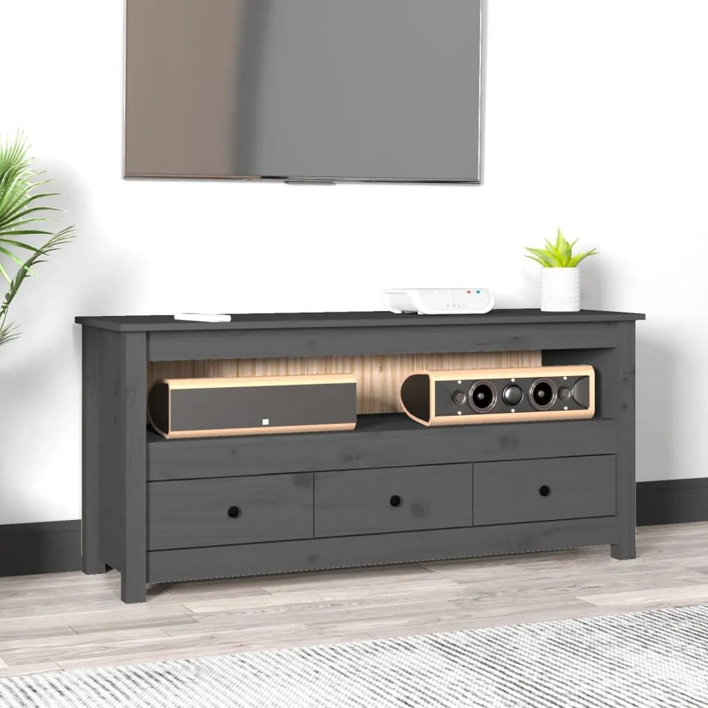 vidaXL Comodă TV, gri, 114x35x52 cm, lemn masiv de pin