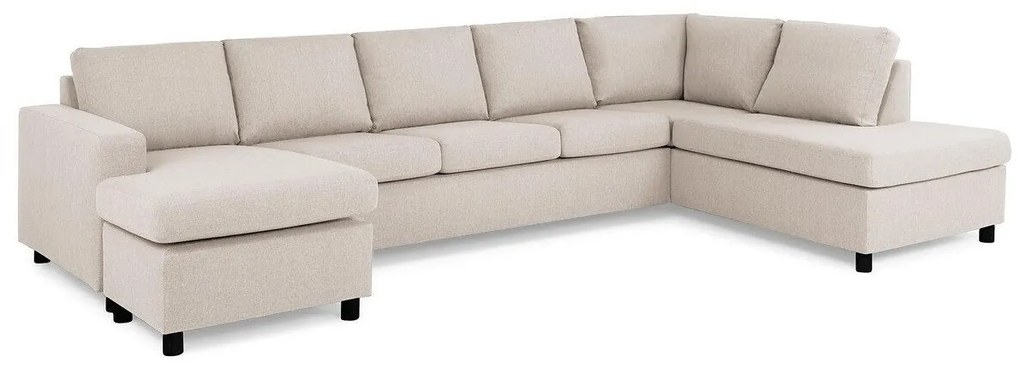 Colțar Scandinavian Choice C157Beige, Negru, 344x199x80cm, Picioare: Plastic